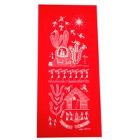 Warli Painting With Red Background